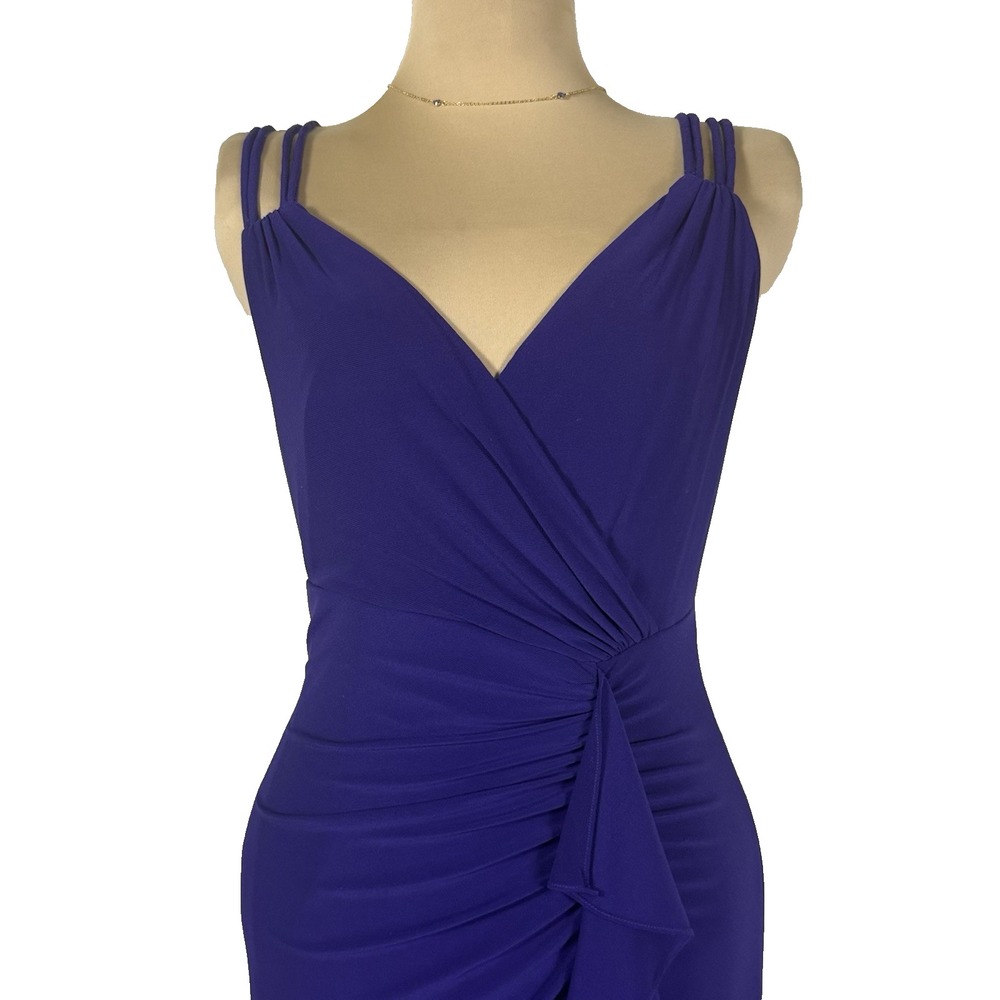 90s BA Nites Vintage Purple Ruffle Front Formal Evening Gown Dress Sz 8 USA Hoco - Picture 2 of 12